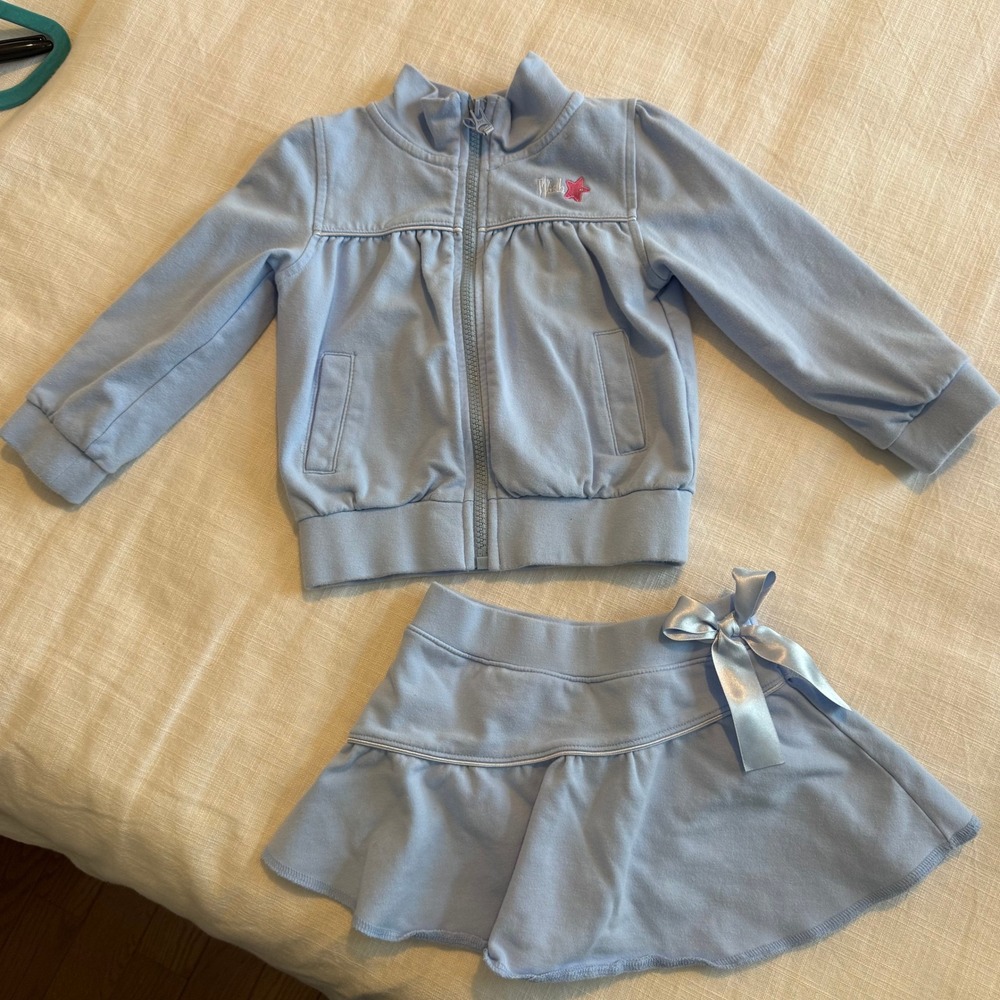 Circo Girls 18M Light Blue Zip Up Track Jacket and Ruffle Skort 2‎ Piece Set